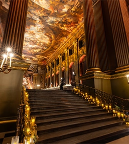 The painted Gallery, Greenwich with candlelit stairs