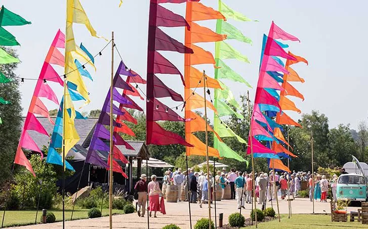 Festival flags for corporate family event experiential marketing