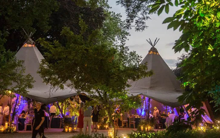 Immersive tent set ups forest lighting