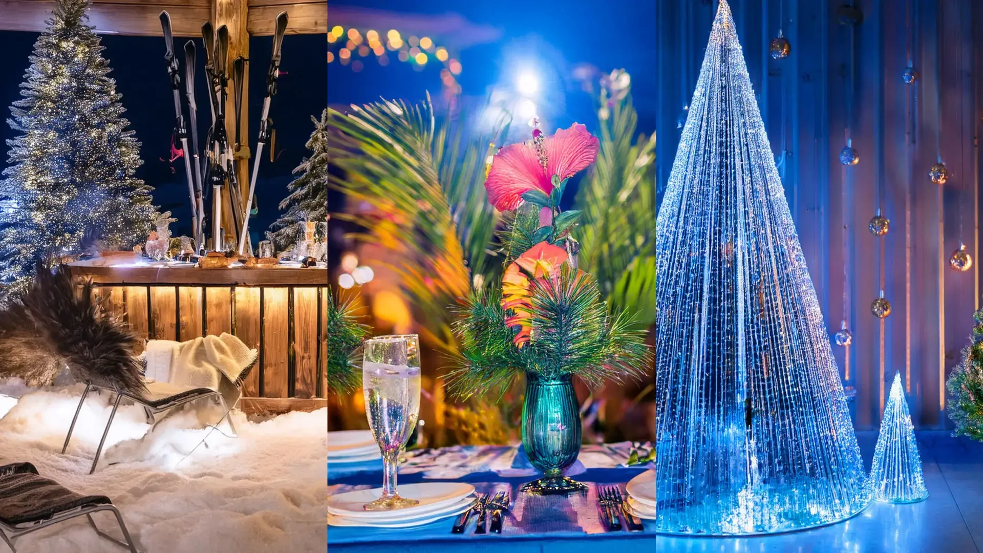 Top 3 Unique Christmas Party Themes: Creative Ideas for an Unforgettable Celebration | MGN Events Collage of christmas props and decorations