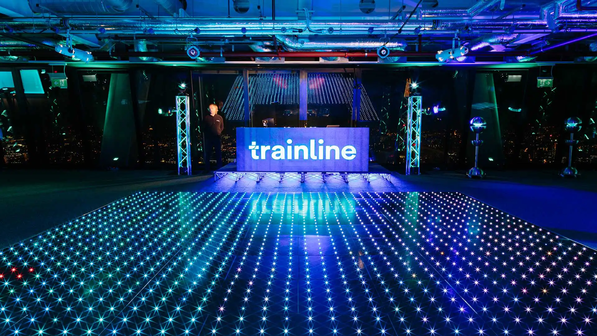 Futuristic themed Christmas party in London for trainline by MGN Events corporate Christmas party organisers
