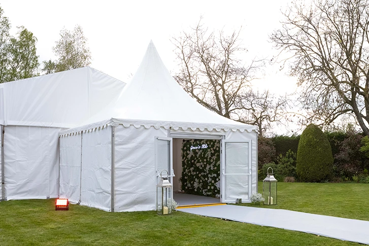 Chinese hat marquee as entrance