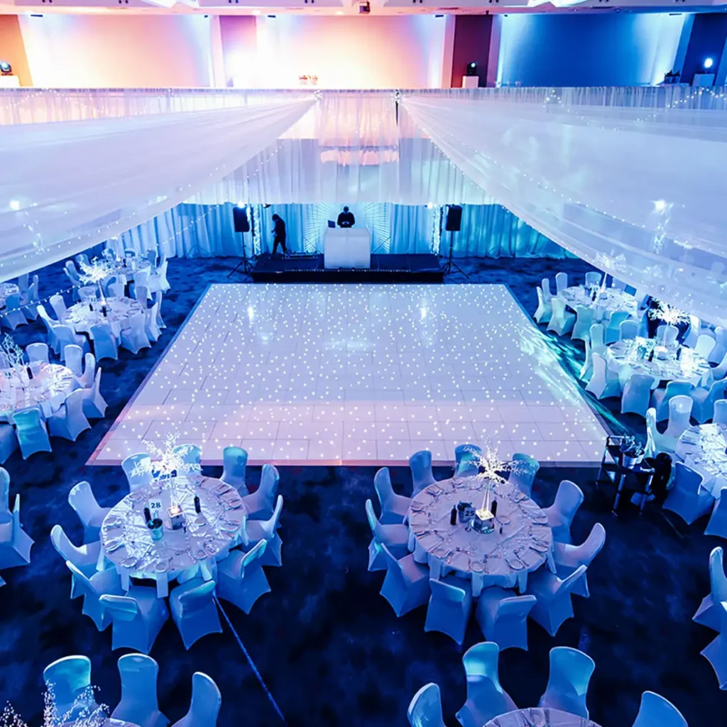 White dancefloor at corporate Christmas party