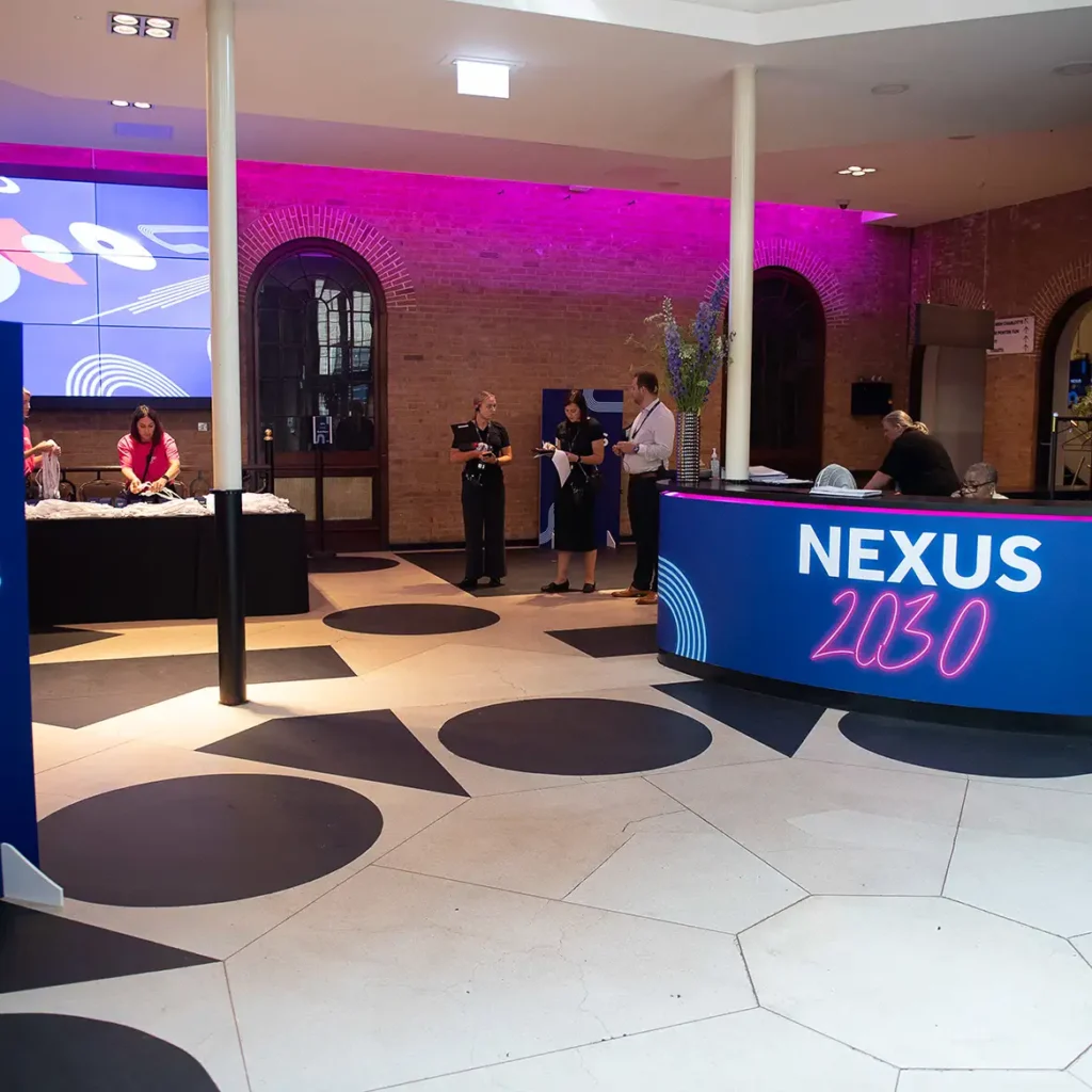 Corporate event registration and reception desk