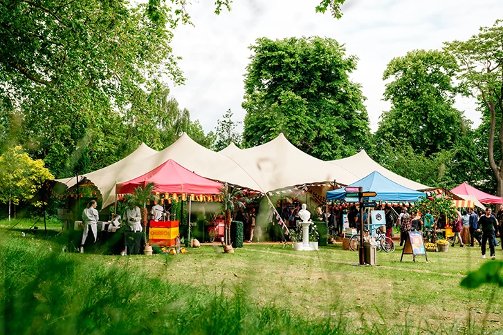 Mix of stretch tents and Pagoda marquees