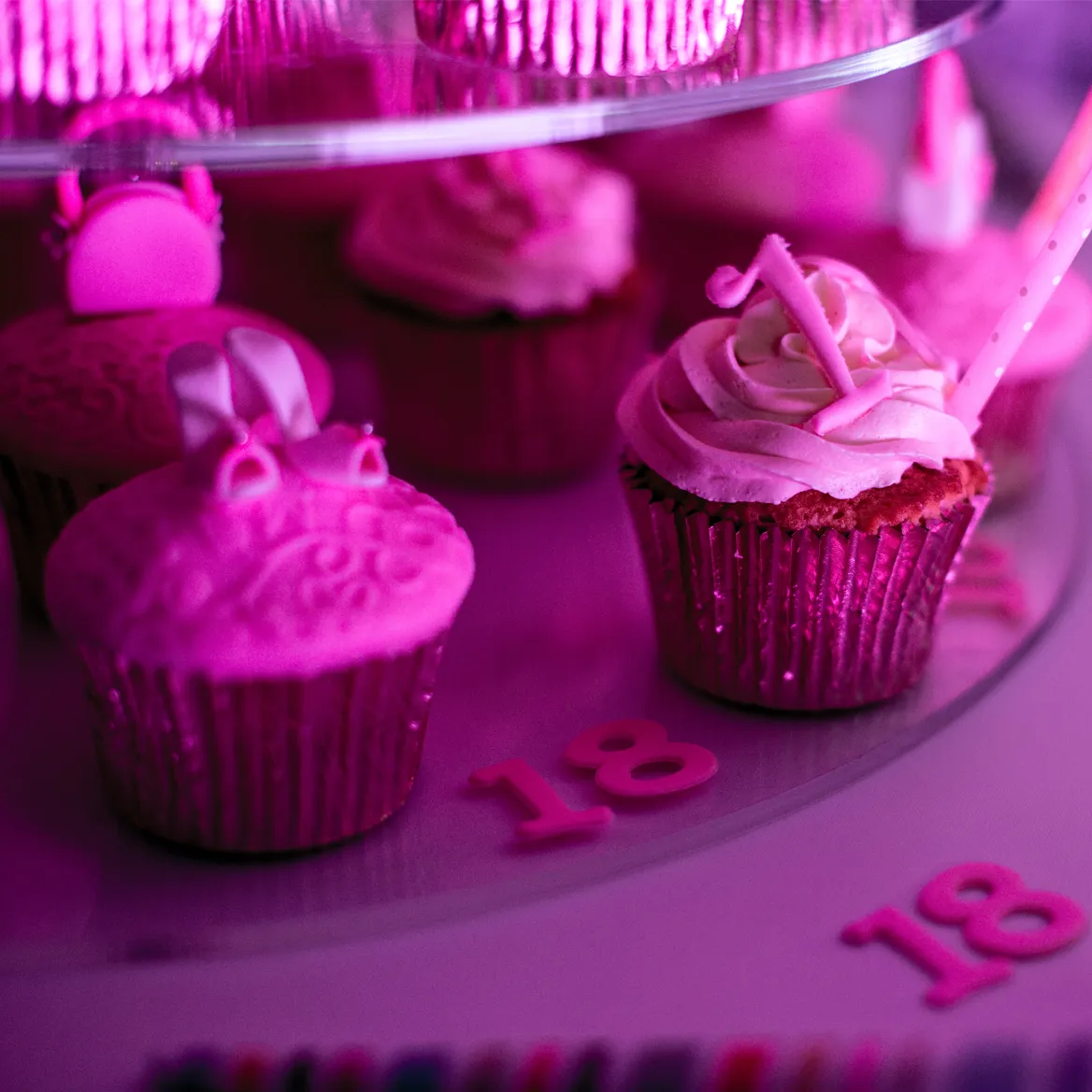 18th birthday pink cupcakes
