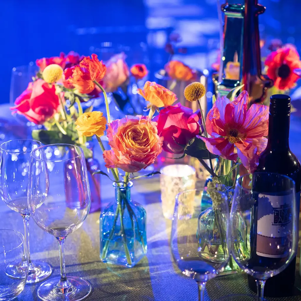 Vibrant floral centrepieces