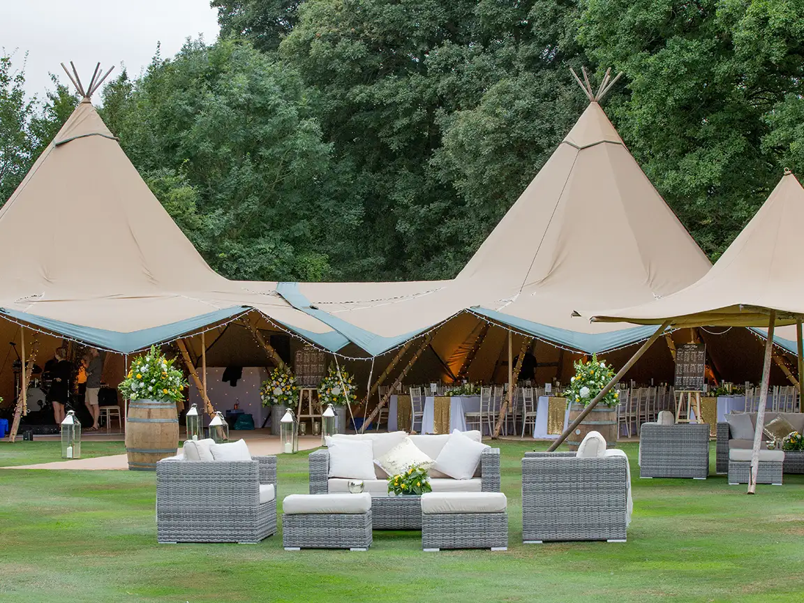 50th wedding anniversary tipi for marquee garden party in kent