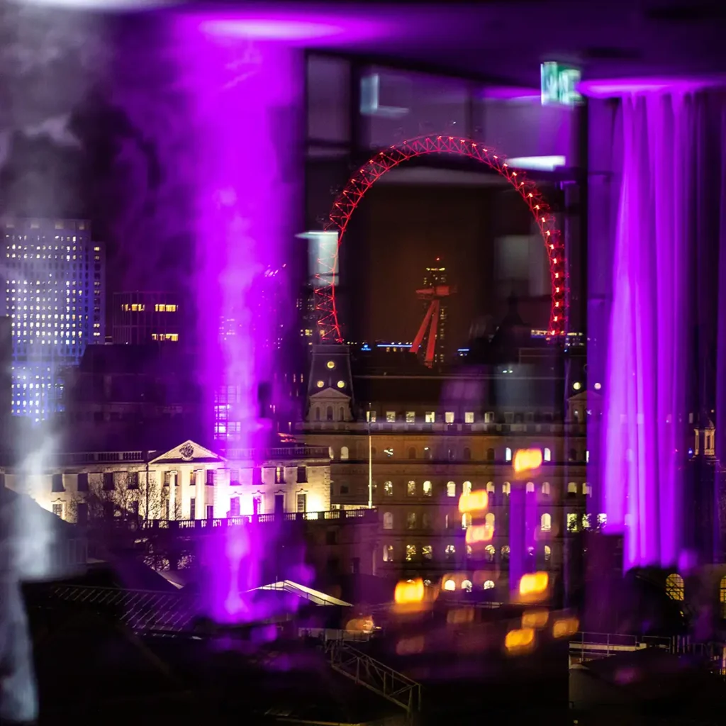 London skyline from penthouse birthday party