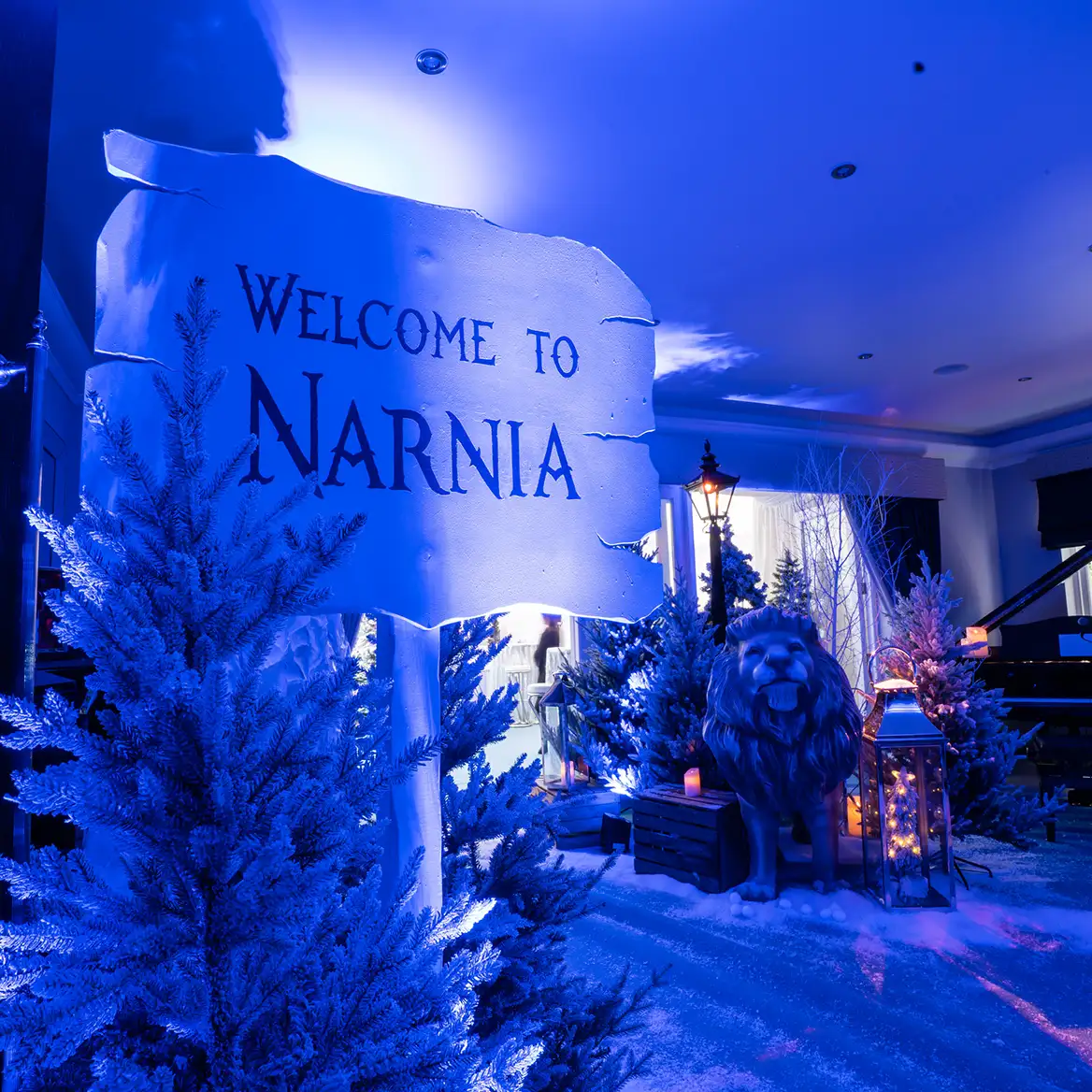 Narnia Christmas party bespoke decor
