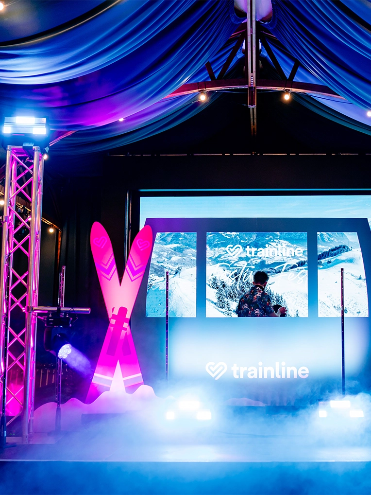 Creative corporate Christmas event ski theme