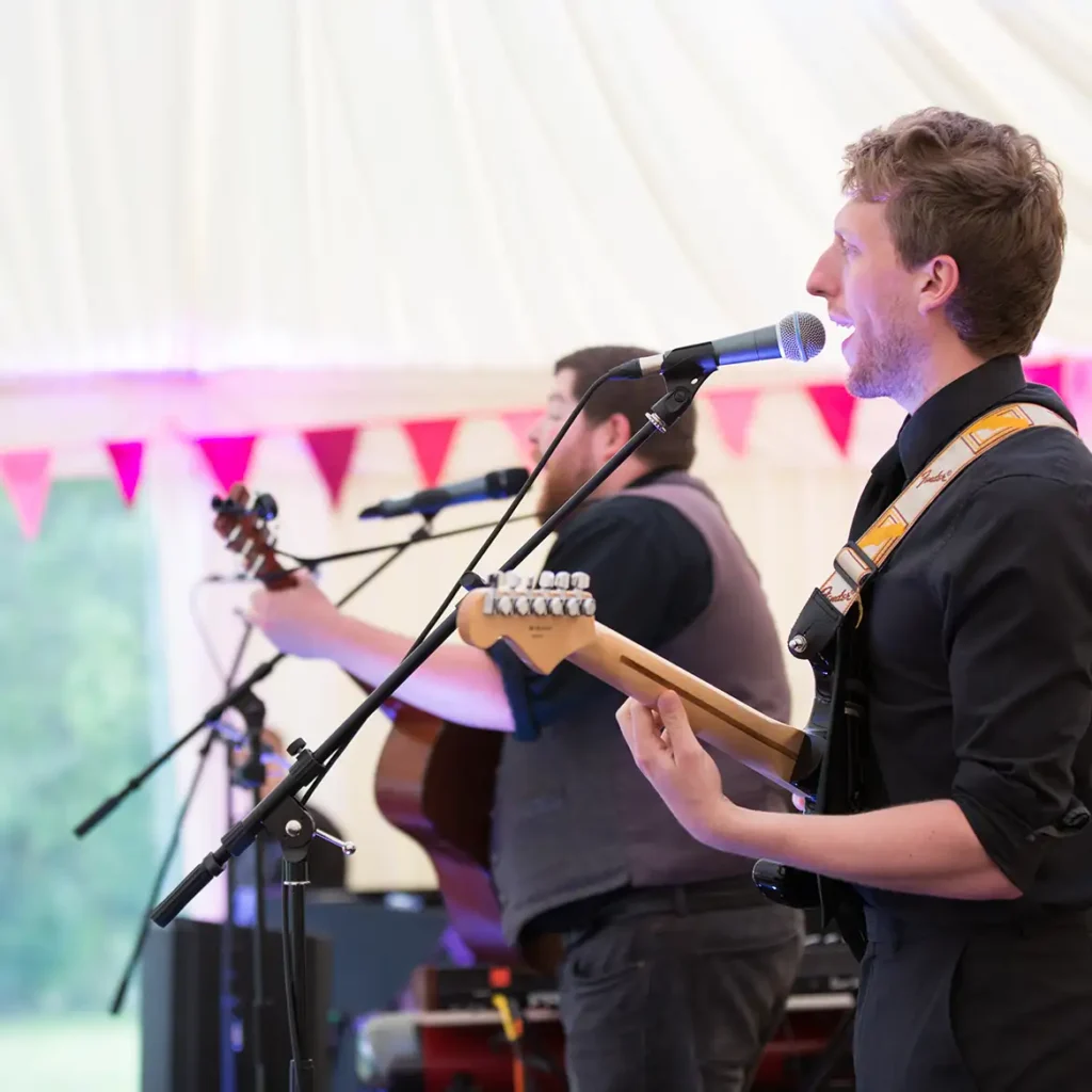 Band at family garden party festival