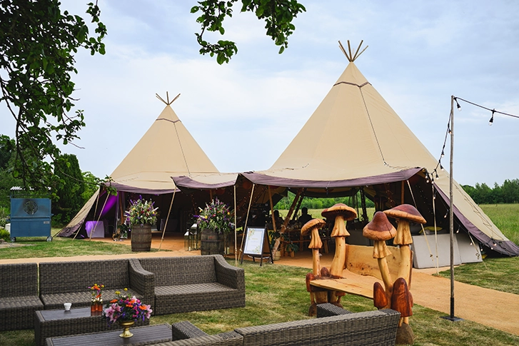 Tipi tents for garden festival celebration
