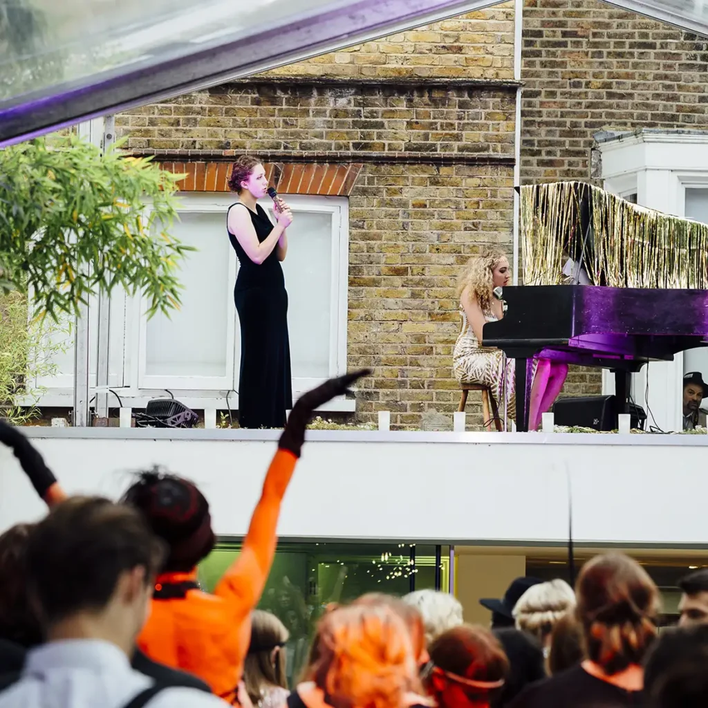 Rooftop piano and singer