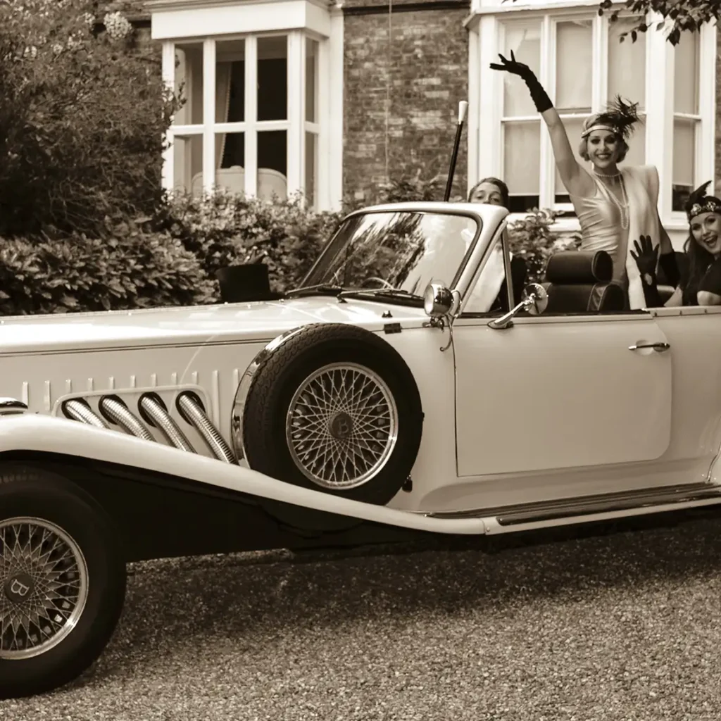 Sepia photo with 20s car