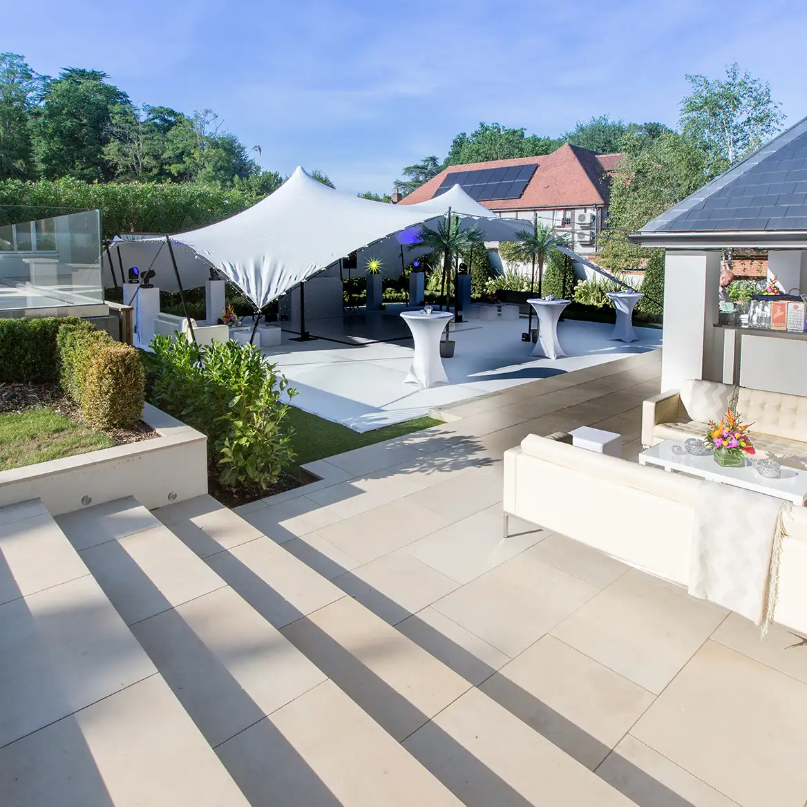 Stretch tent in garden