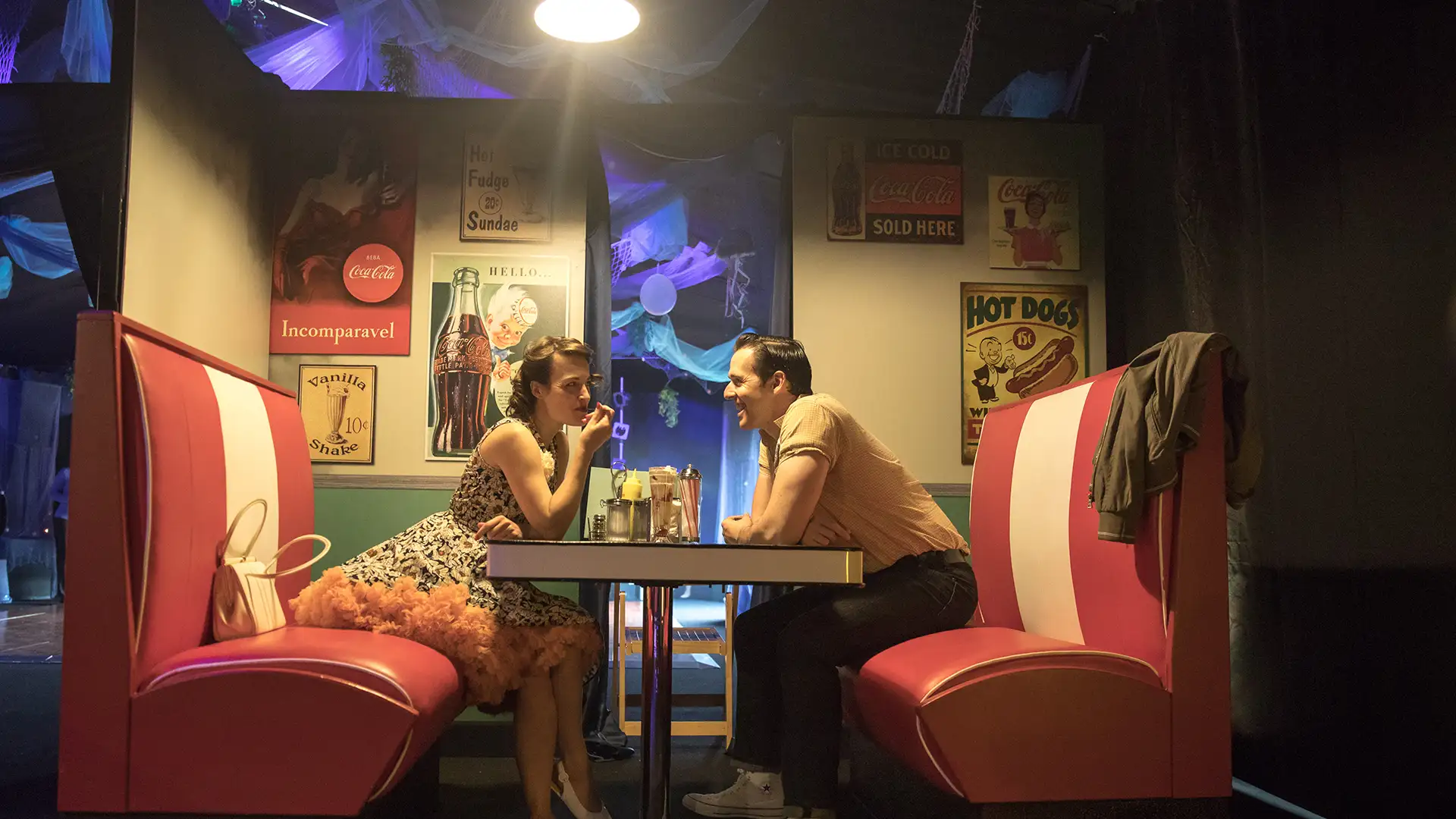 Immersive 1950's cafe booth with two event actors