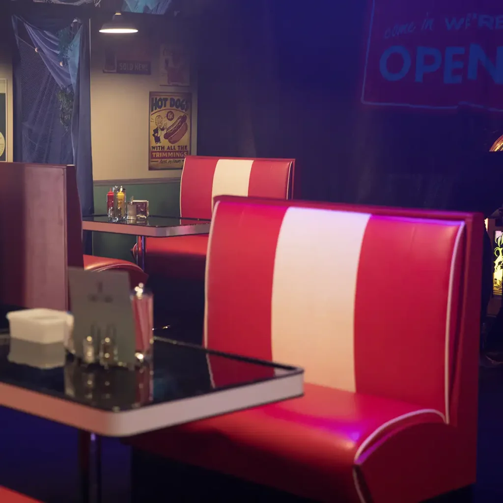 America diner with booth seating