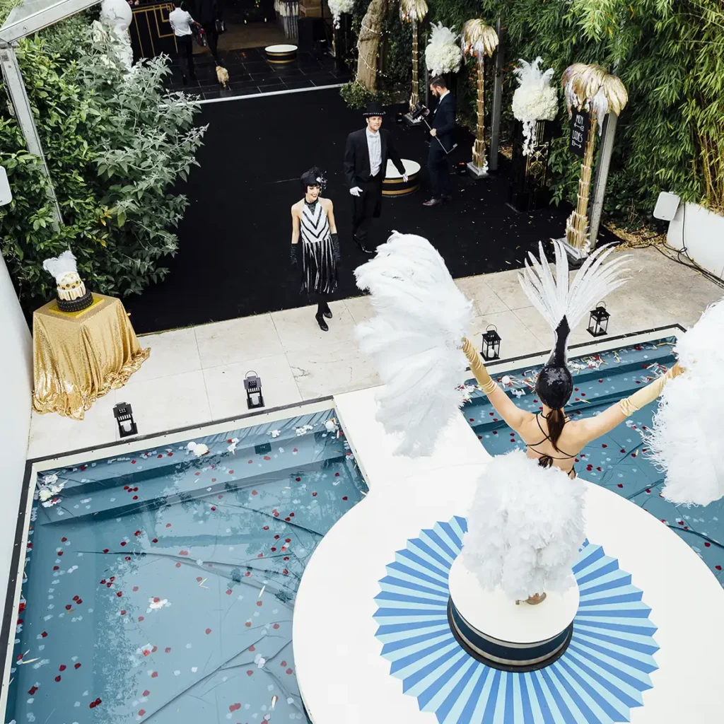 Pool platform for feather dancer