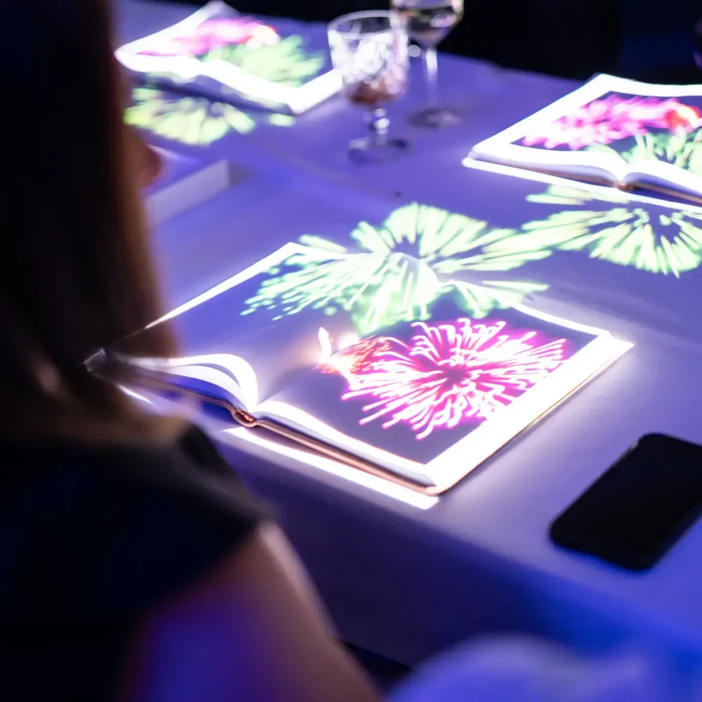 fireworks 3d projection on table for immersive dining experience