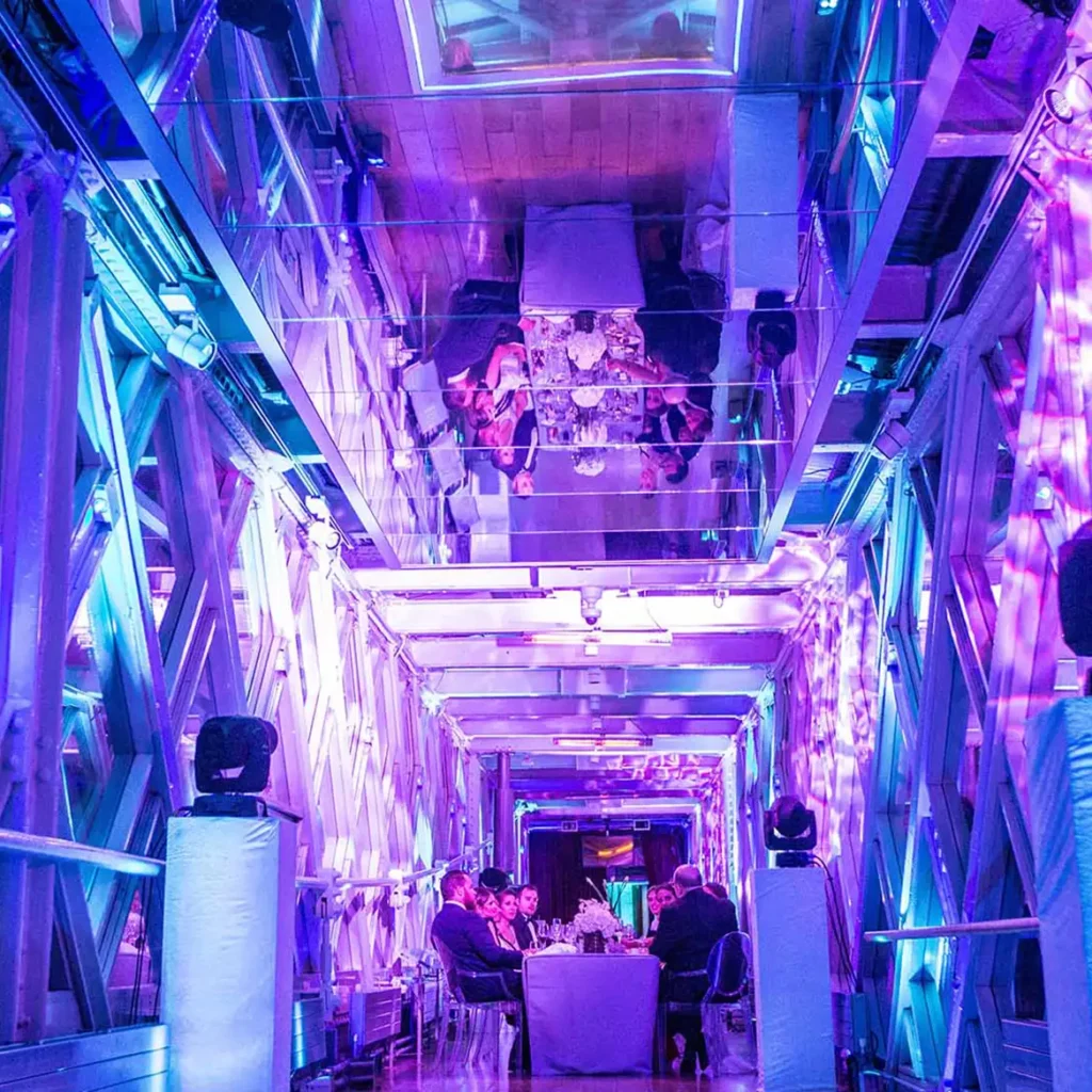 Evening lighting for event in Tower Bridge