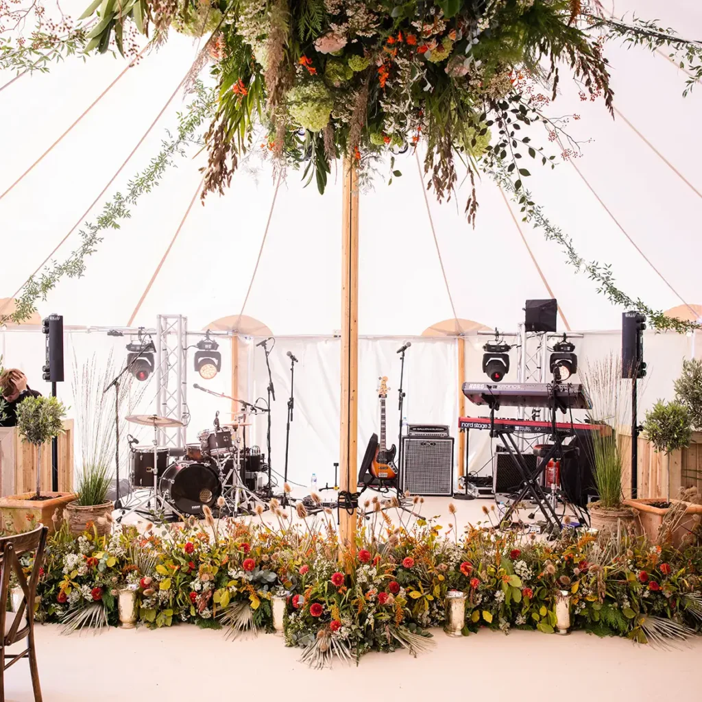 Band and stage with florals