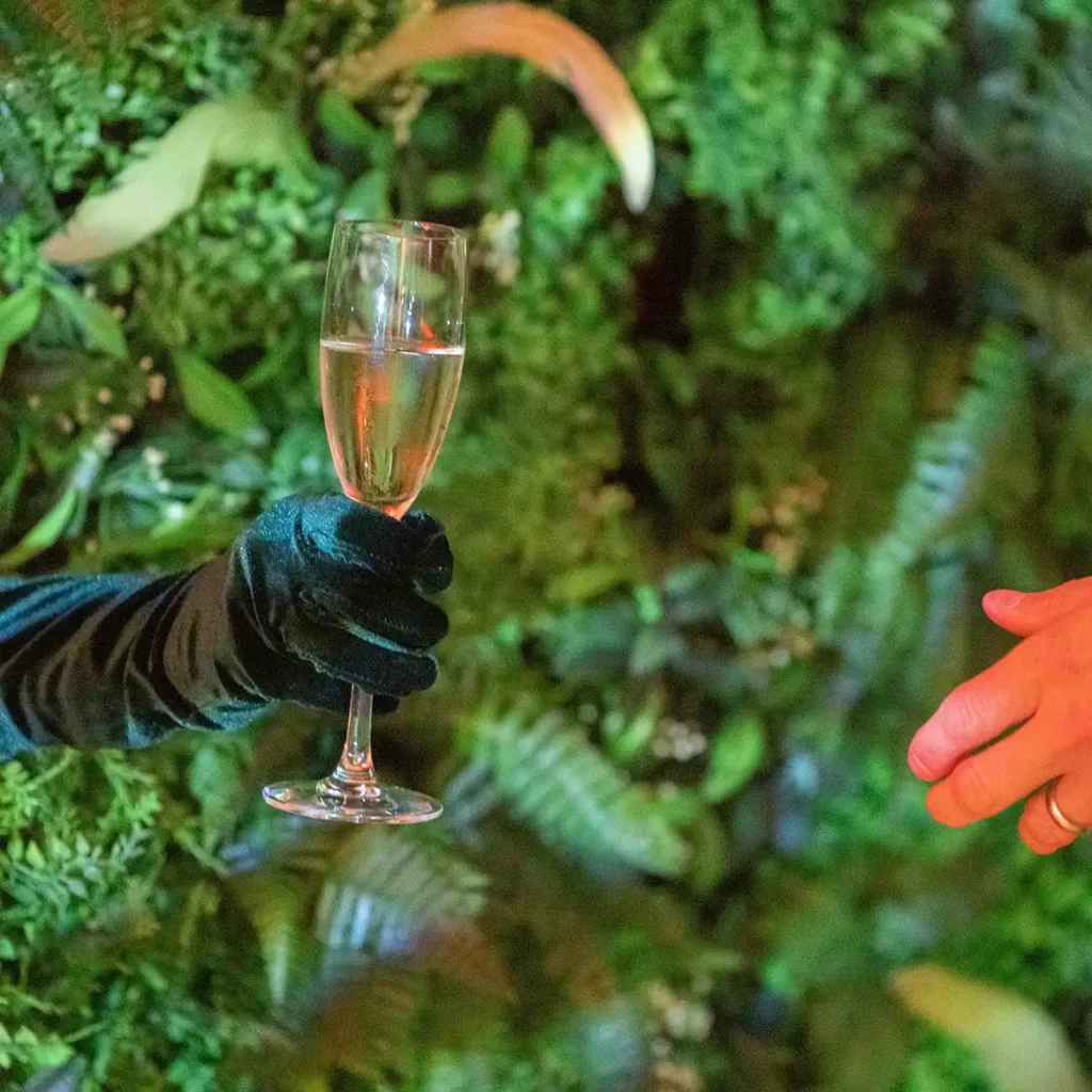 Champagne foliage wall