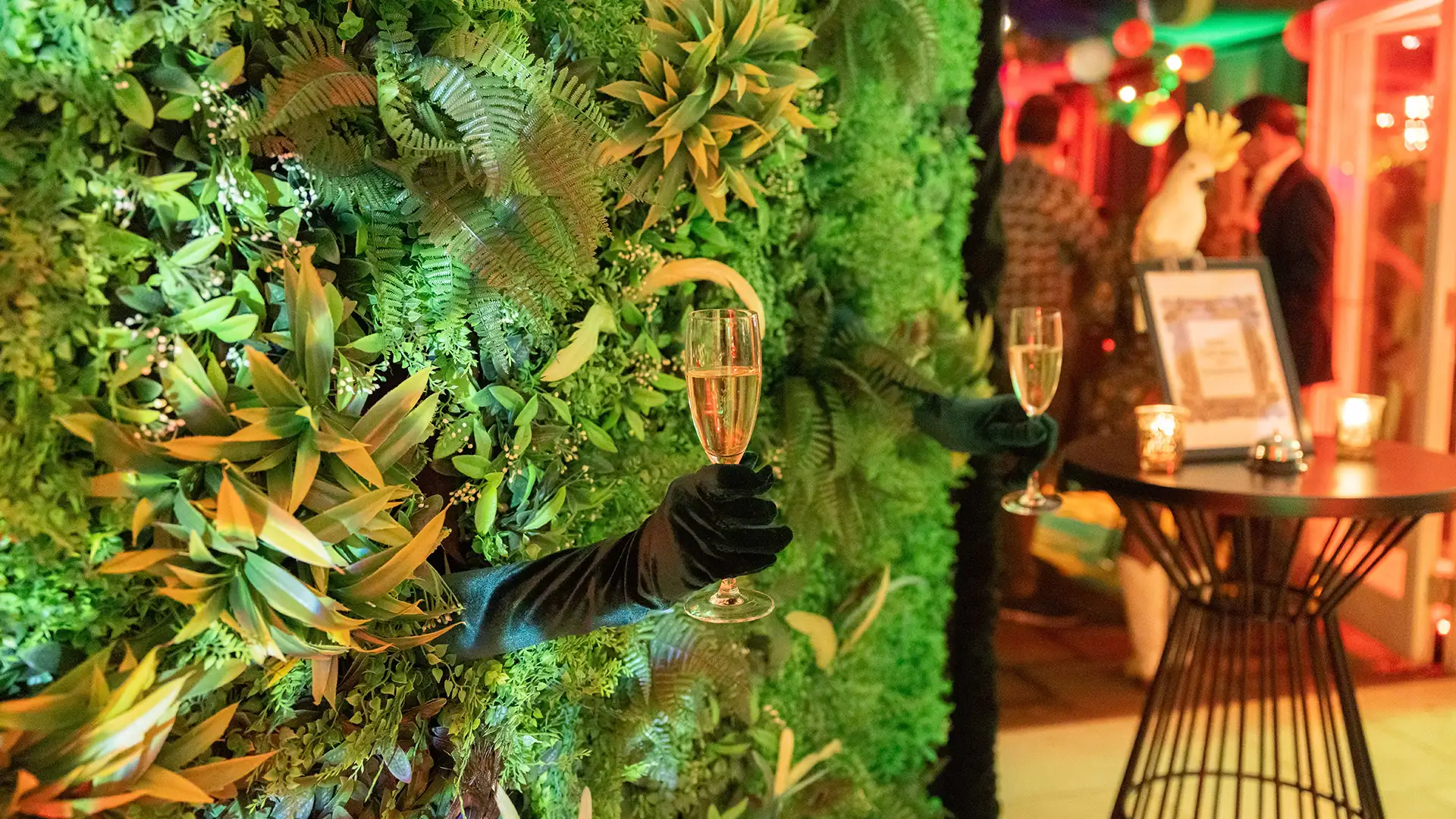 Champagne foliage wall