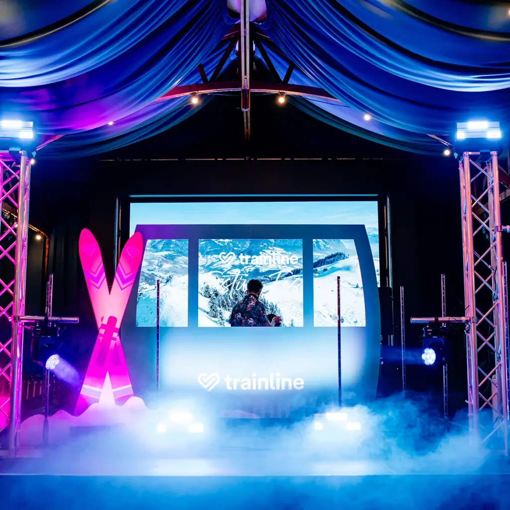 Gondola DJ booth and faux skis