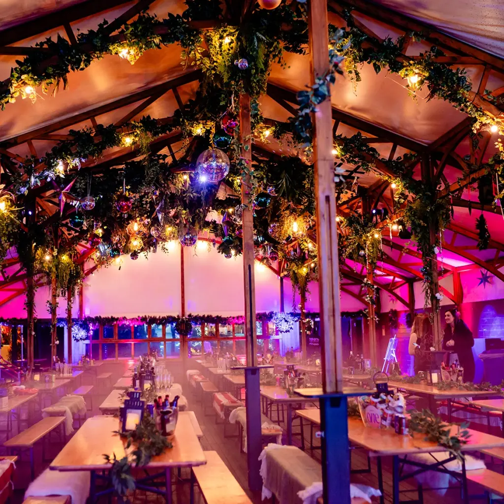 Long trestle bench seating