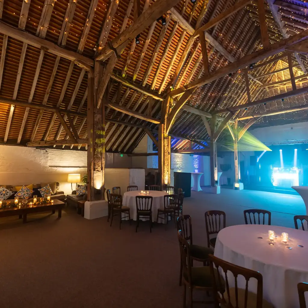 Lighting in barn for evening party