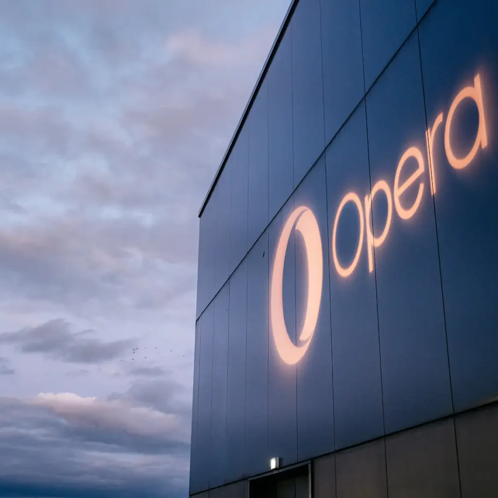 Brand logo projected on to building exterior