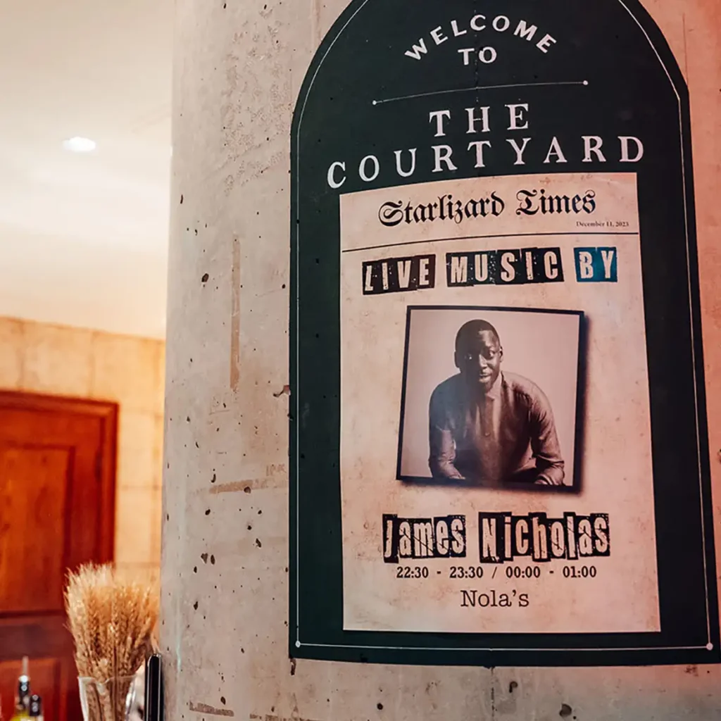 Themed poster on wall