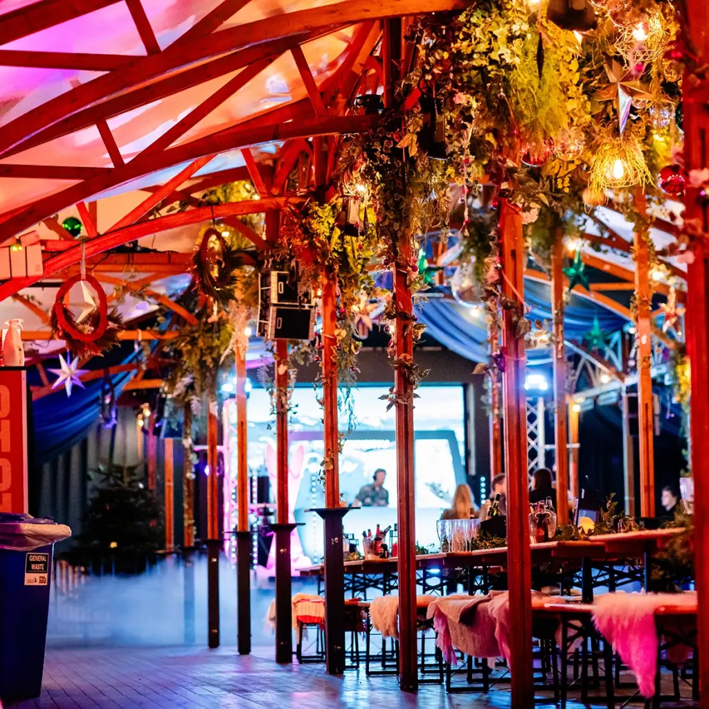 Apres ski decor transforms a marquee