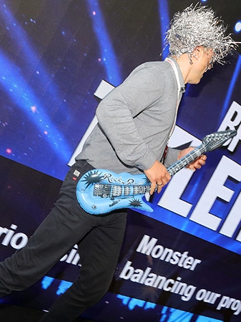 Employees having fun at corporate event