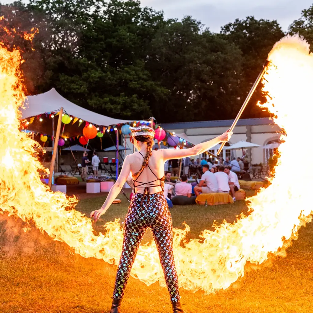 Flame artist at company away day