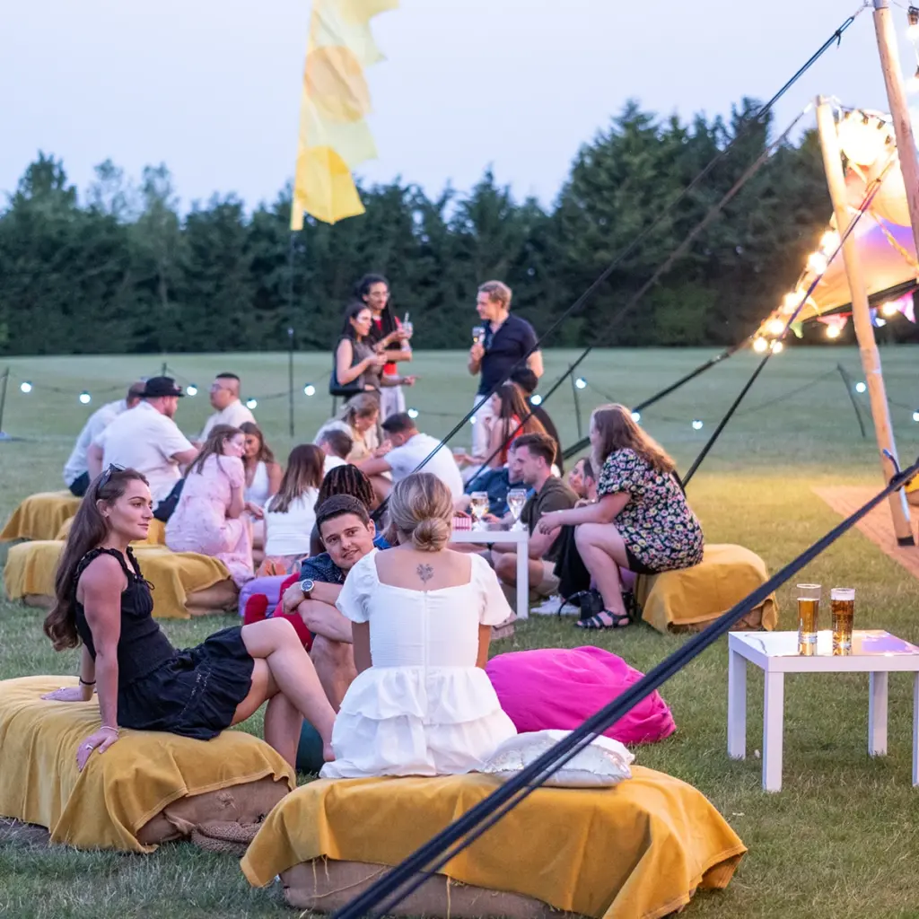 Colleagues relaxing at company party