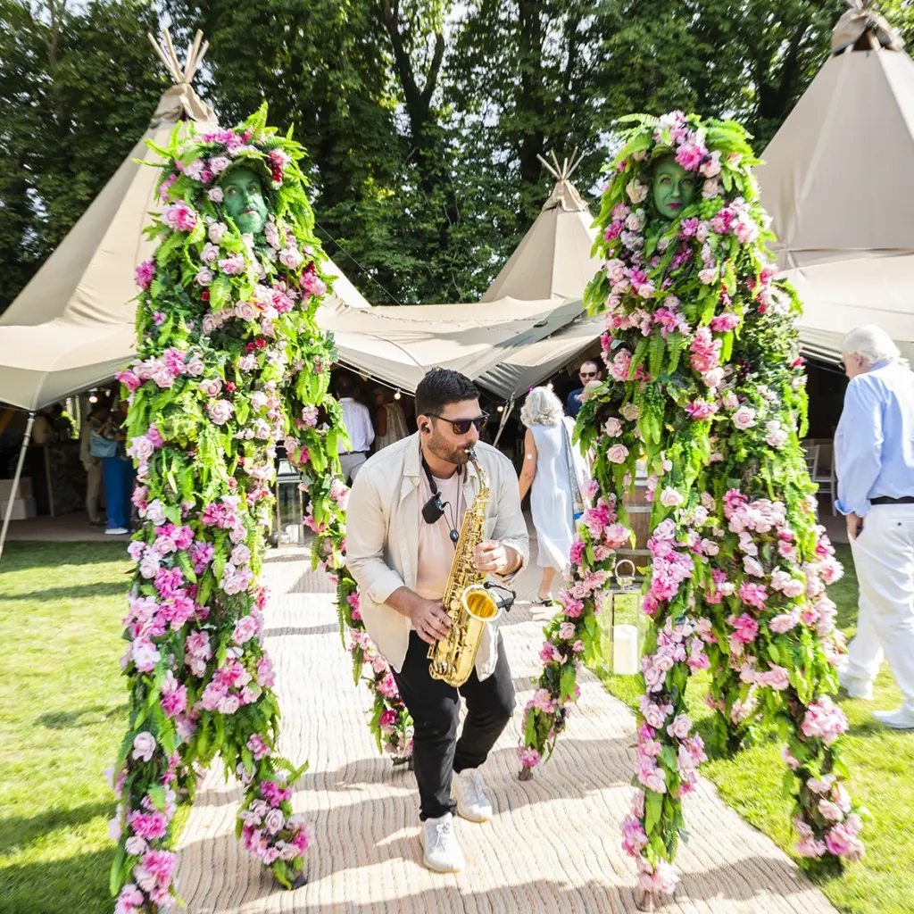 Botanical themed 60th birthday party marquee