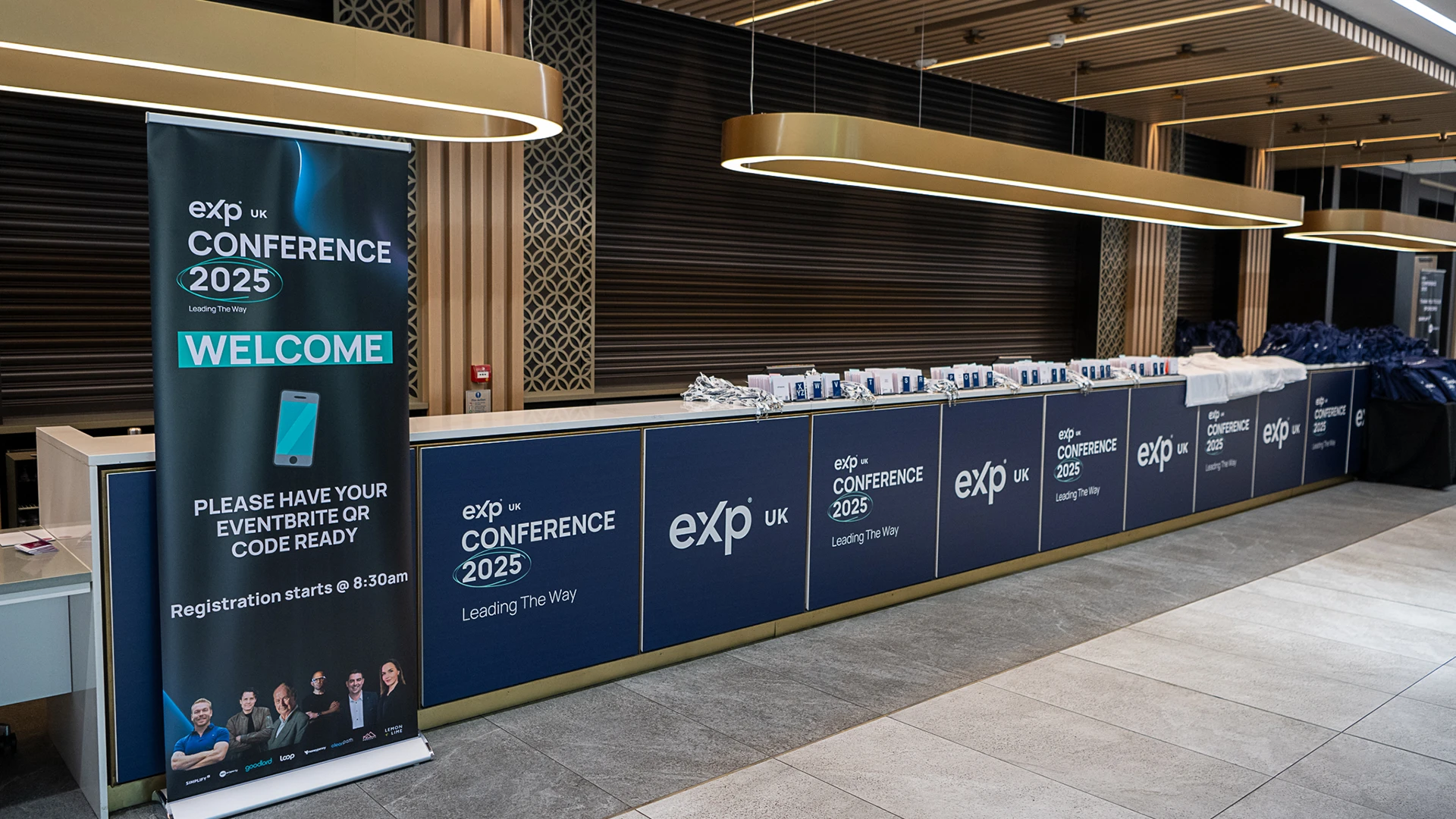 Large branded registration desk