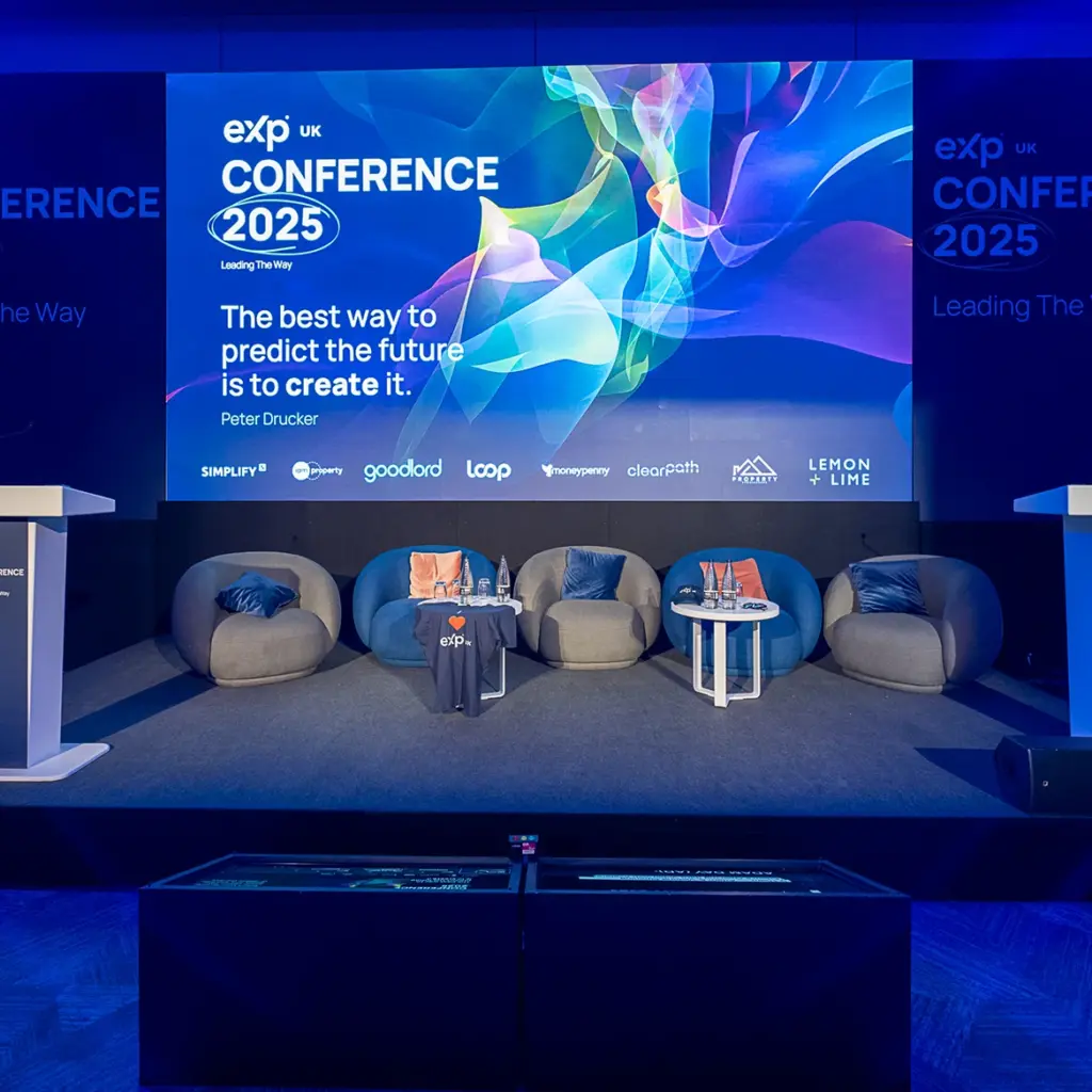 Branded stage set and LED screen