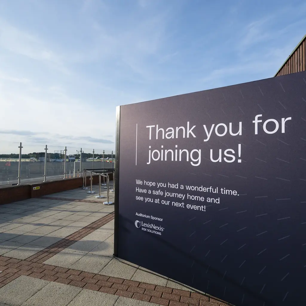 Branded thank you message for large scale event expo
