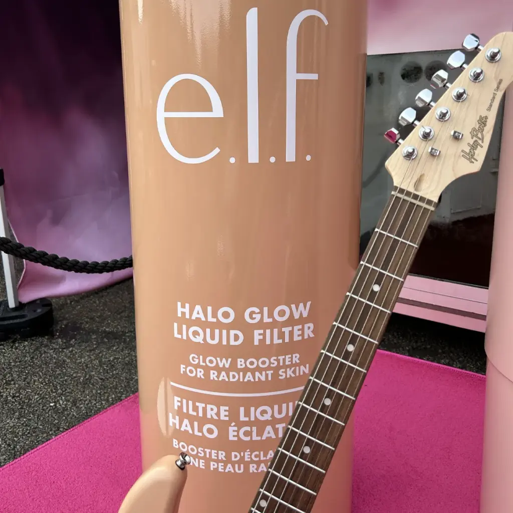 Branded products on product launch roadshow